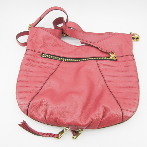 Oryany Leather Hobo Shoulder Bag Tassel Pink Convertible Crossbody Large - Picture 11 of 12